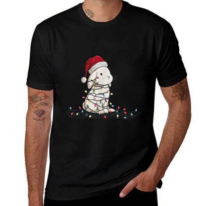 Funny Bunny Christmas Graphics Animal Lights Lover  Odor-resistant T-Shirt