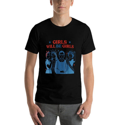 Girl Will Be Girls Patriotic Feminist 4th of July Womens  Classic T-Shirt
