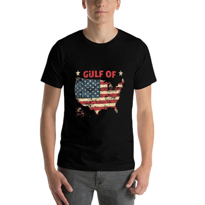 Mens Womens Gulf of USA America Funny USA Flag Vintage Retro Stretchy T-Shirt