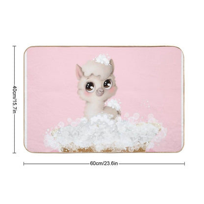 Baby Llama in A Bathtub, Girls Bathroom Print, Baby Animals in Tub, Whimsy Animal, Kids Bathroom Art  Pet-Safe Bath Mat