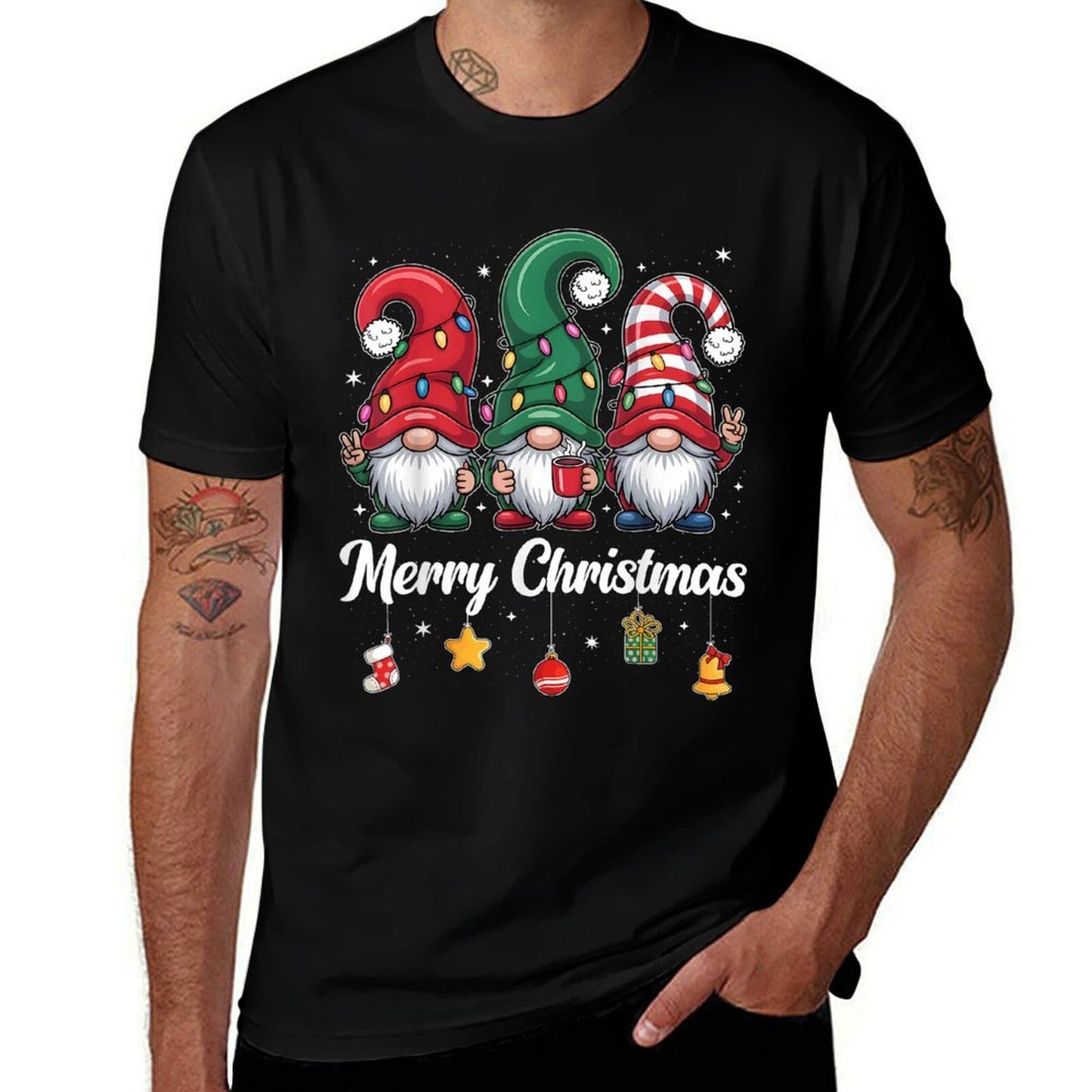 Cute Three Gnomes Merry Christmas Women Girls Kids Family  Affordable Price T-Shirt