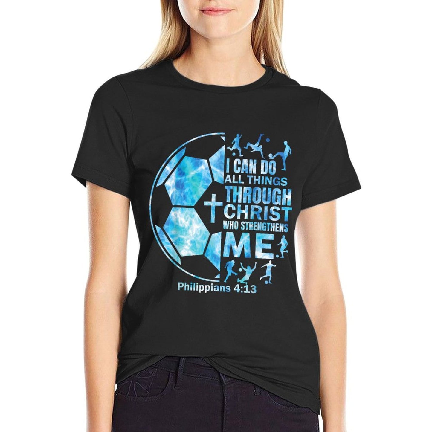 Boys Soccer Christian I Can Do All Things Religious  Trendy Pattern T-Shirt