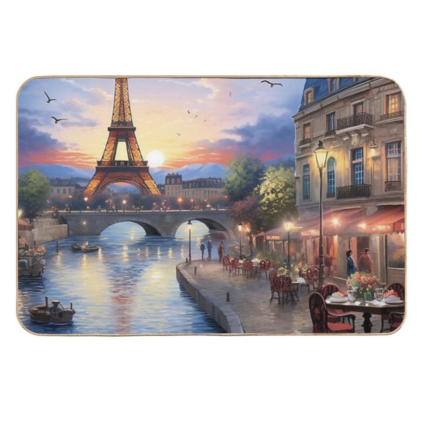 Amazing Blue Canal of Eiffel Tower  Slip-Resistant Bath Mat