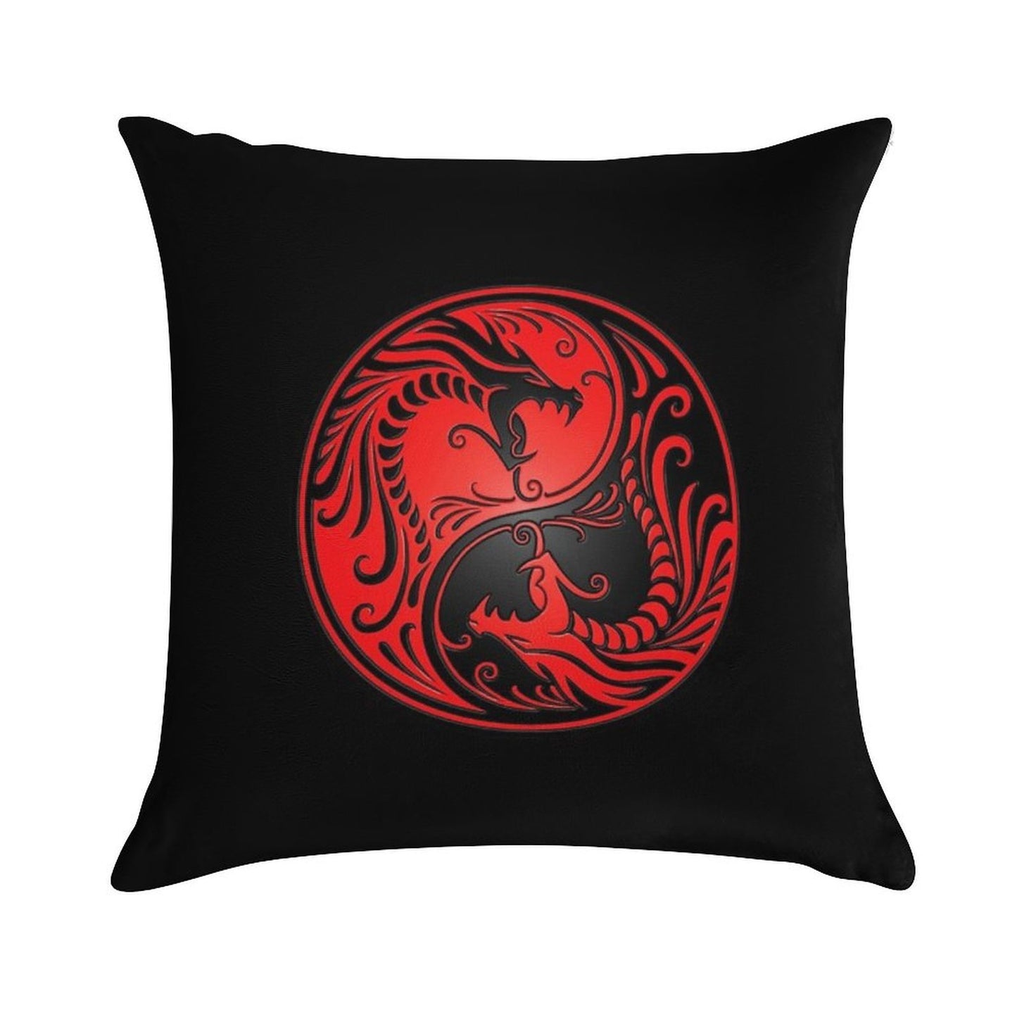 Yin Yang Dragons Red And Black Soft Gift Ready Throw Pillow