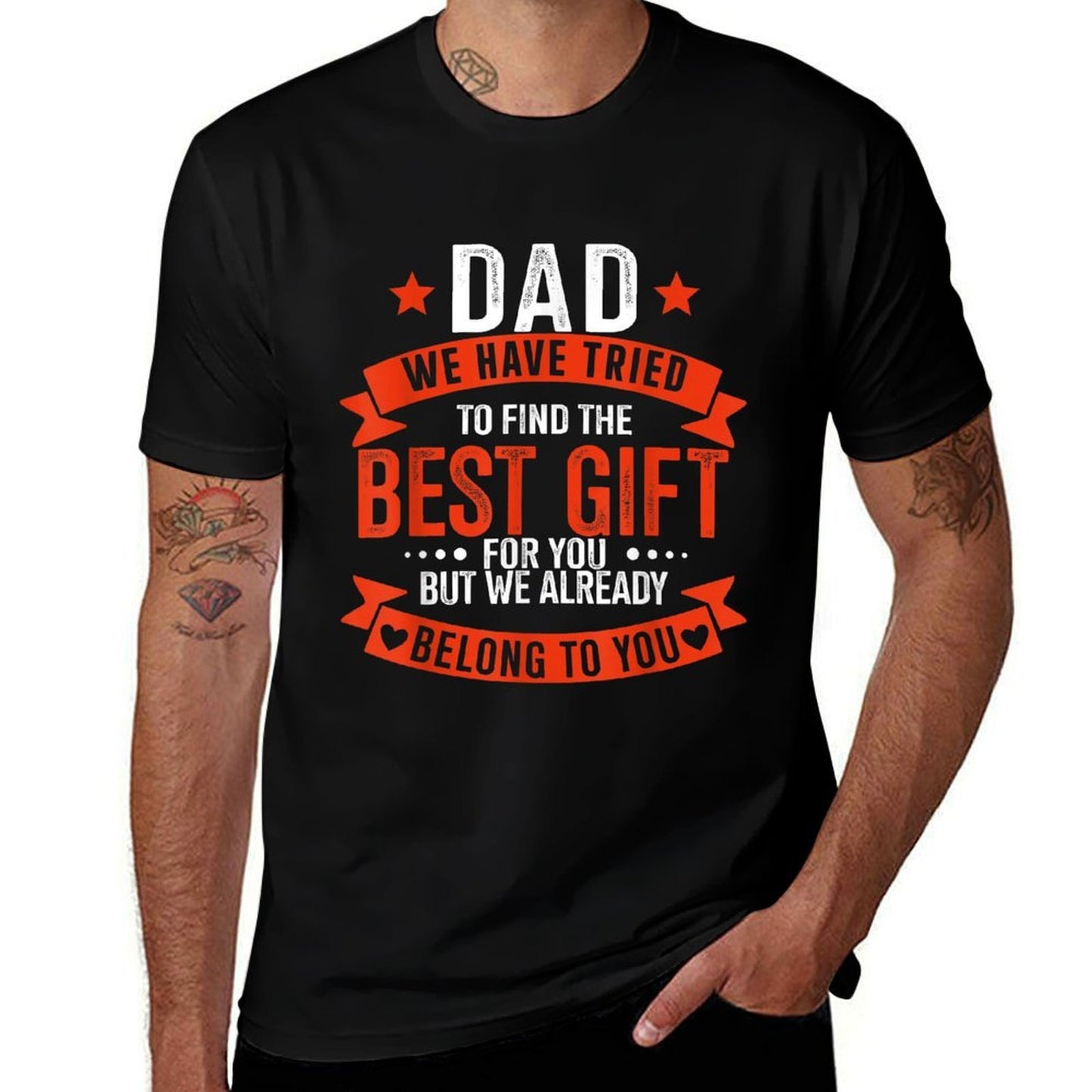 Dad Best from Kids for Fathers Day Christmas Birthday  High-quality Stitching T-Shirt
