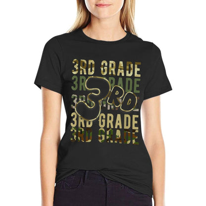 Camo Team 3rd Grade Squad Back To School Teacher Kids Boys  Graphic-printed T-Shirt