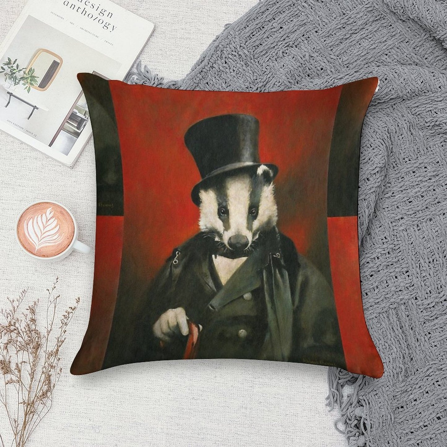 Victorian Mr Badger Soft Reinforced Edging Throw Pillow