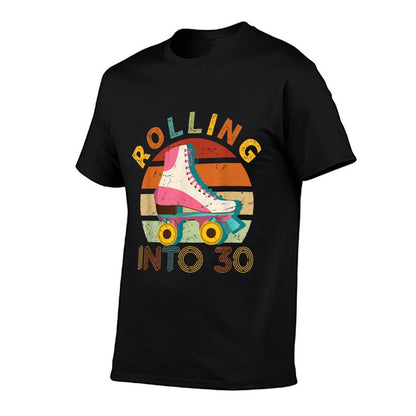 Roller Skates - Rolling Into 30 Years Old Bday 30th Birthday  Heathered Texture T-Shirt