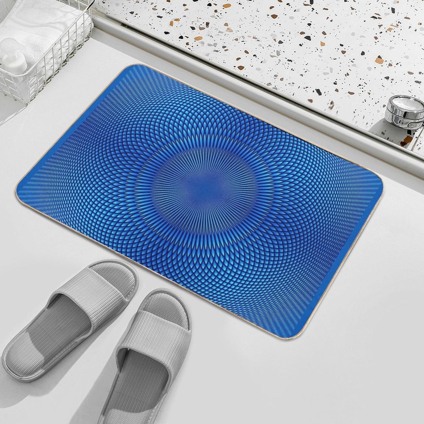 Optical Illusion Blue Face Mask, Shower Curtains, Shirts & More  Multi-Purpose Bath Mat