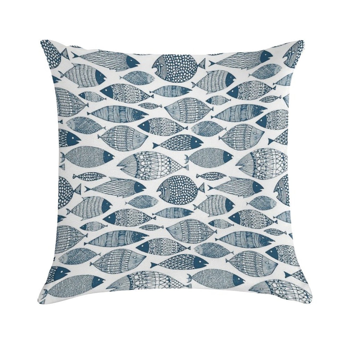Blue Fish White Soft Warmth Comfort Throw Pillow