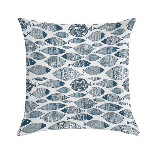 Blue Fish White Soft Warmth Comfort Throw Pillow