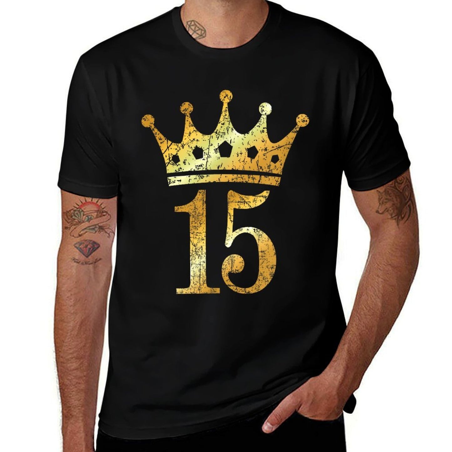 Crown Number 15 (Vintage Golden Yellow) 15th Birthday Comfortable T-Shirt