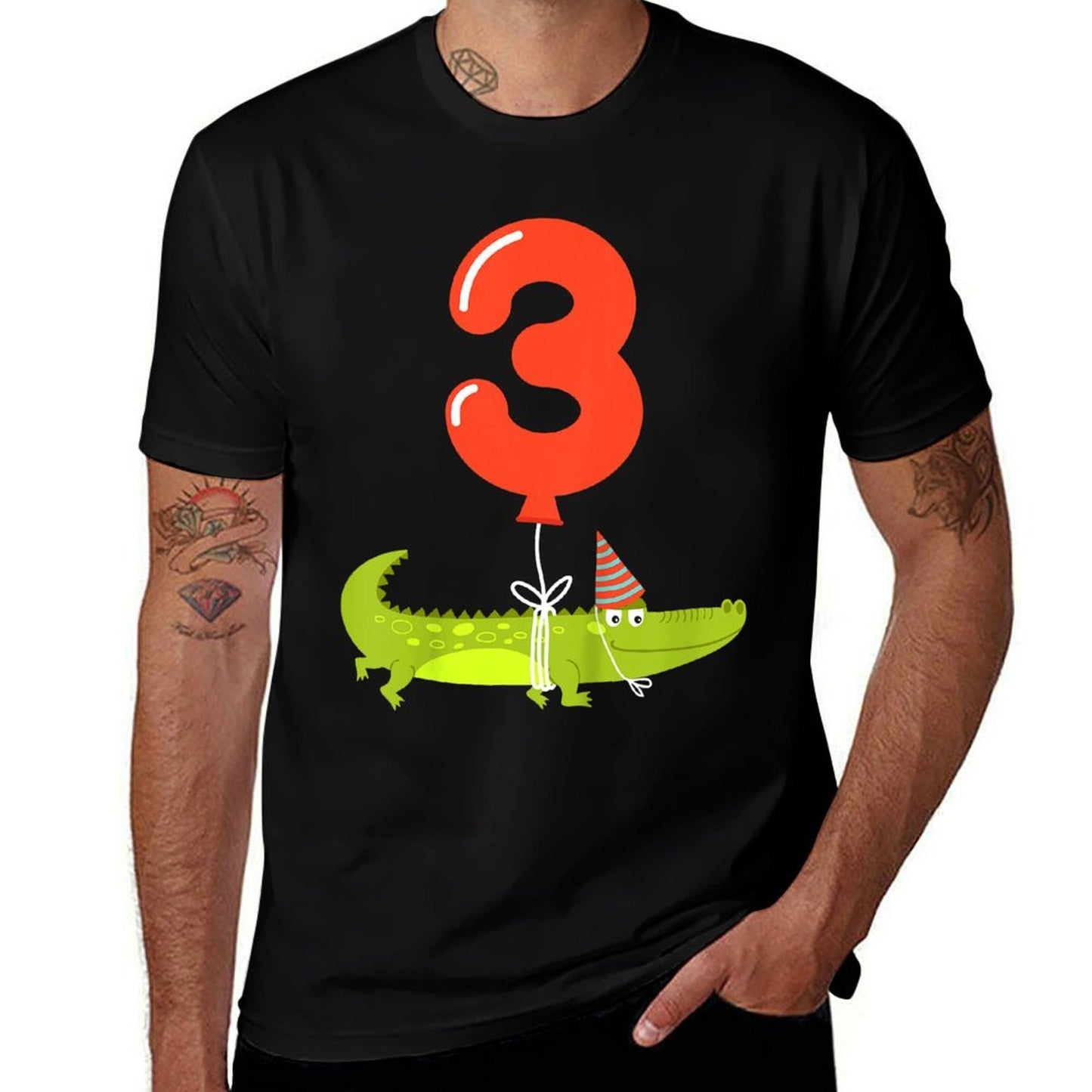 Kids 3rd Birthday  3 Year Old Alligator Crocodile  High-quality Stitching T-Shirt