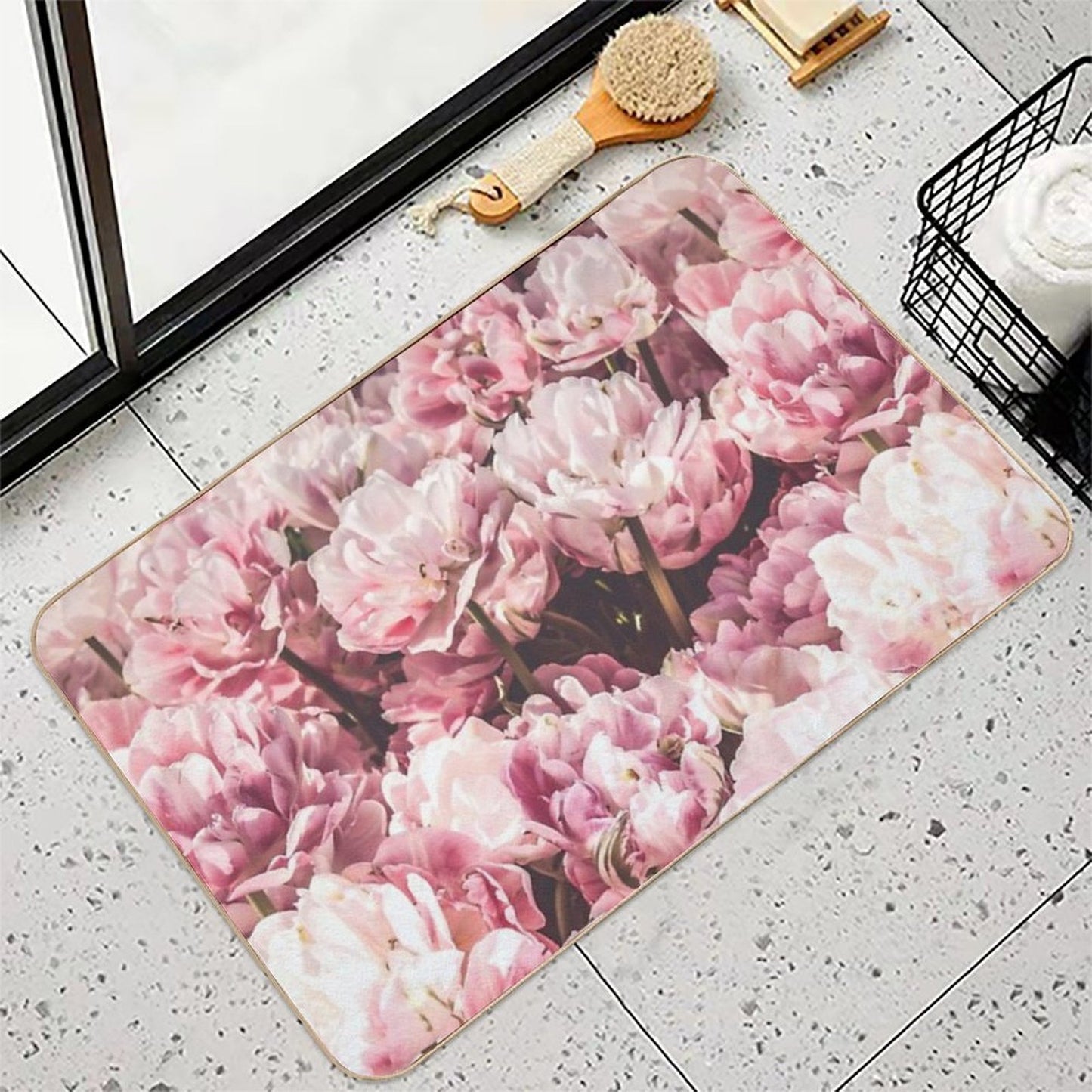 Romantic Pink Peonies, Peonies, Pink Peonies  Long-Lasting Bath Mat