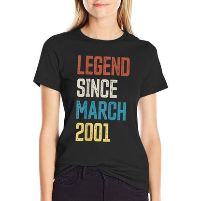 21st Birthday Vintage Born in March 2001 Birthday  Durable T-Shirt