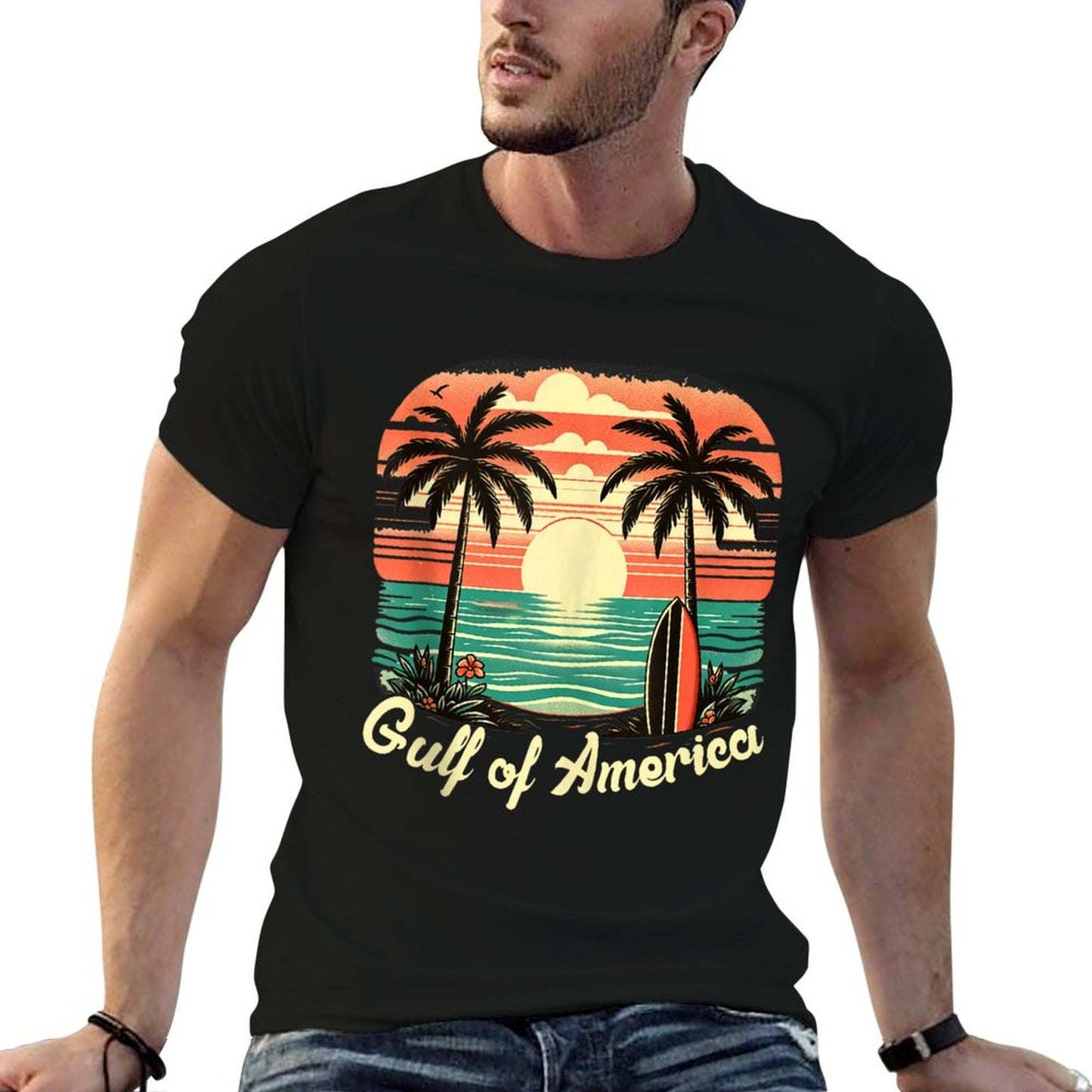 Gulf of USA America Vintage Beach America&#39;s Gulf Mexico Tank Top Odor-resistant T-Shirt