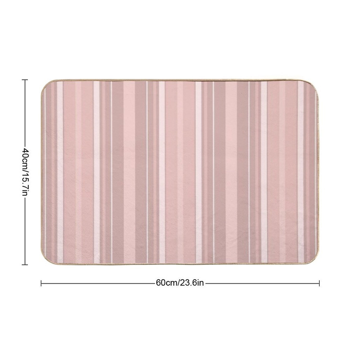 Rose Gold Slimming Effect Vertical Balanced Stripes Durable Bath Mat