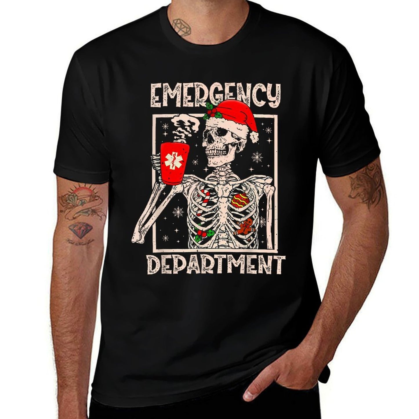 Emergency Department Skeleton Coffee ER Nurse Christmas  Moisture-wicking T-Shirt
