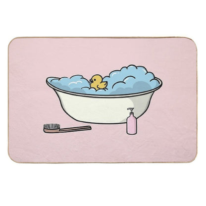 Bubble Bath  Bathtub And Rubber Duck Durable Bath Mat