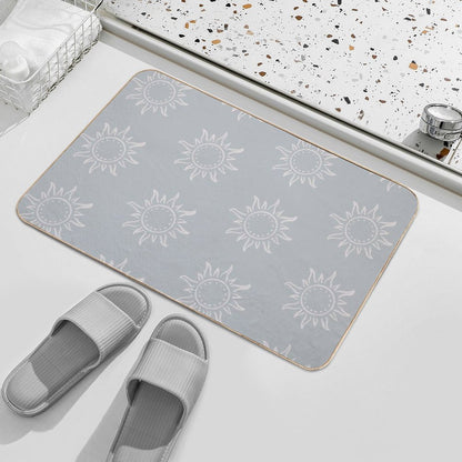 Cute Boho Sun Pattern Bohemian Aesthetic In Muted Colors Muted Teal  Non-Slip Bath Mat