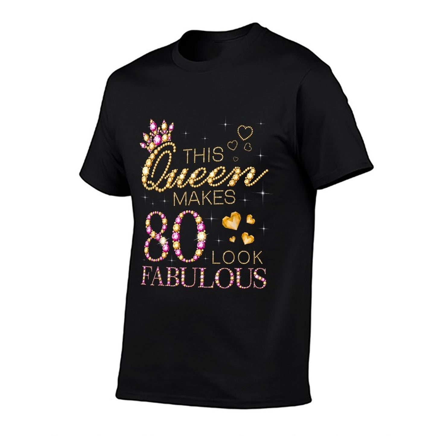 This Queen Makes 80 Look Fabulous 80th Birthday Queen B-day  Ribbed Collar T-Shirt