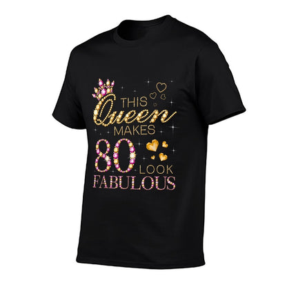 This Queen Makes 80 Look Fabulous 80th Birthday Queen B-day  Ribbed Collar T-Shirt
