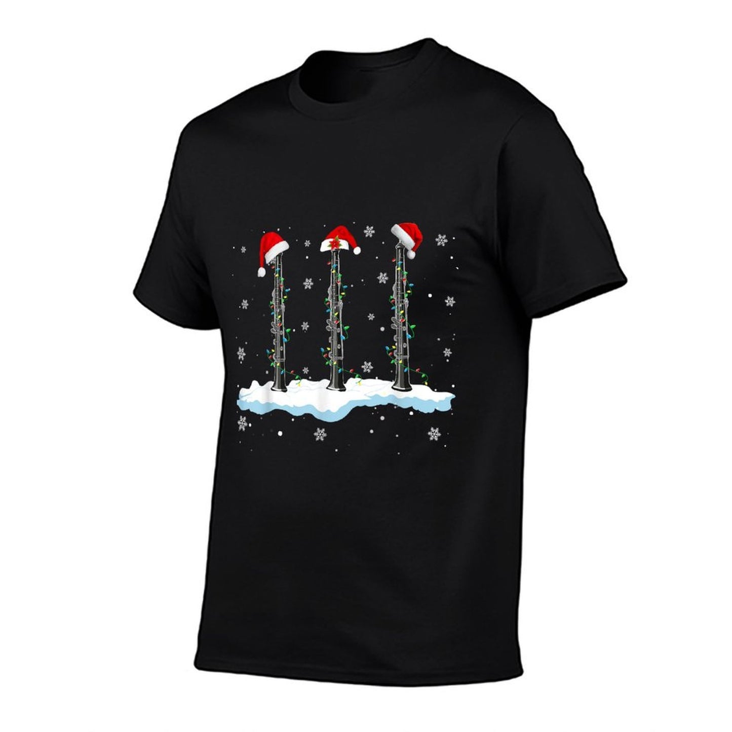 Santa Oboe Christmas Lights Funny Oboe Lover Gifts  Stretchy T-Shirt