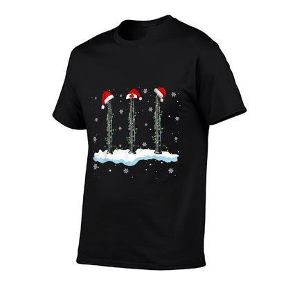 Santa Oboe Christmas Lights Funny Oboe Lover Gifts  Stretchy T-Shirt
