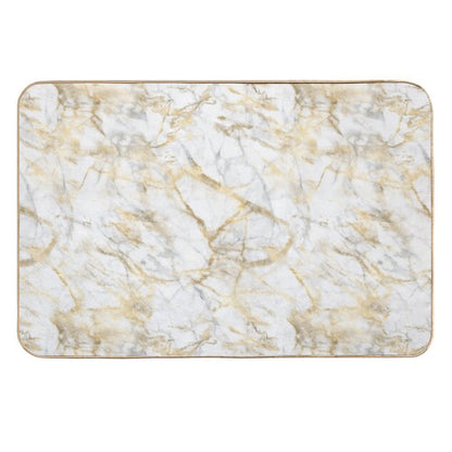 White And Gold Marble  Absorbent Bath Mat