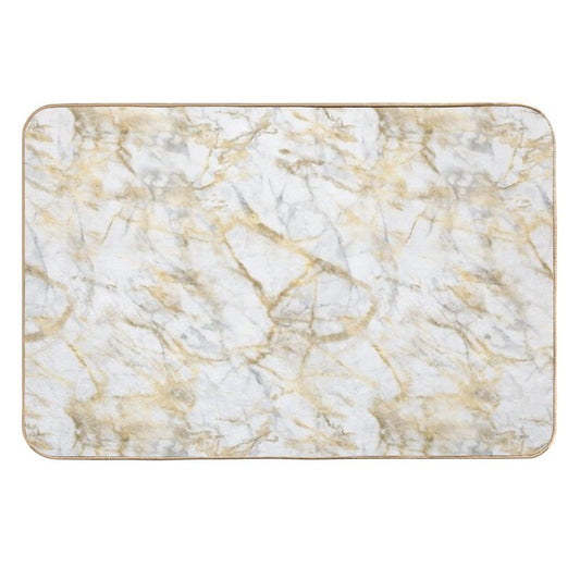 White And Gold Marble  Absorbent Bath Mat