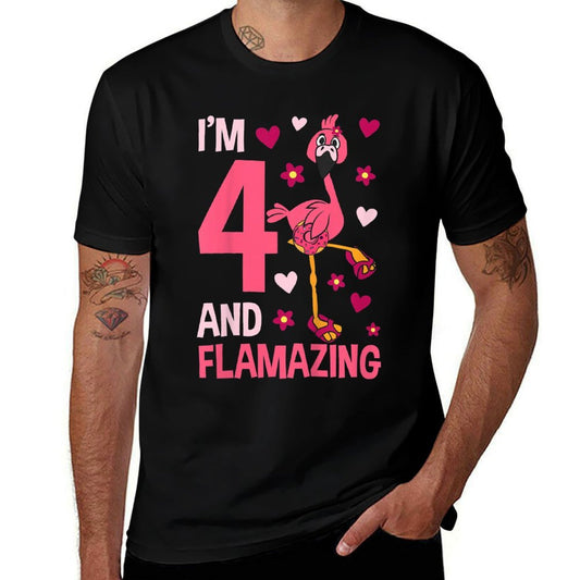 Kids I&#39;m 4 And Flamazing Flamingo Birthday For Girls 4-Year-Old  Versatile T-Shirt