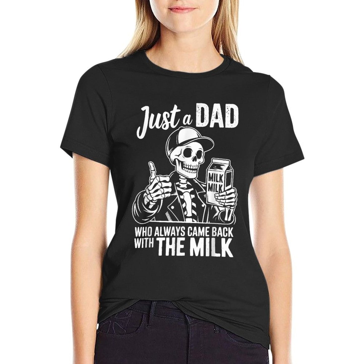 Just A Dad Who Always Came Back With The Milk Funny Fathers  Polyester Blend T-Shirt