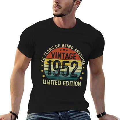 Vintage 1952 Limited Edition 70 Year Old Gifts 70th Birthday  Ribbed Collar T-Shirt