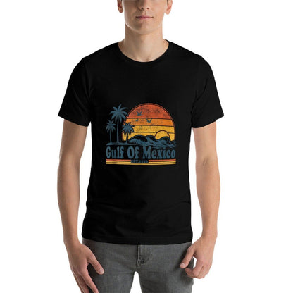 Gulf of Mexico Not America Retro Vintage Sunset Beach Summer  Wrinkle-resistant T-Shirt