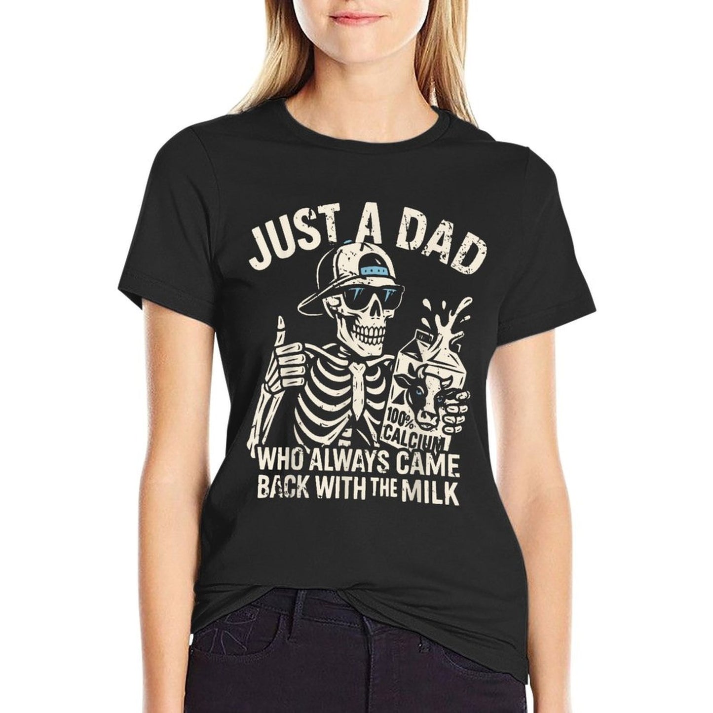 Skeleton Funny Just A Dad Who Always Came Back With The Milk  Lightweight T-Shirt