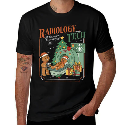 Christmas Radiology Tech Funny Gingerbread Man Radiate Joy  Graphic-printed T-Shirt