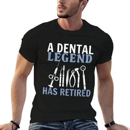 A Dental Legend Has Retired Funny Dentist Retirement Gift  Ribbed Collar T-Shirt