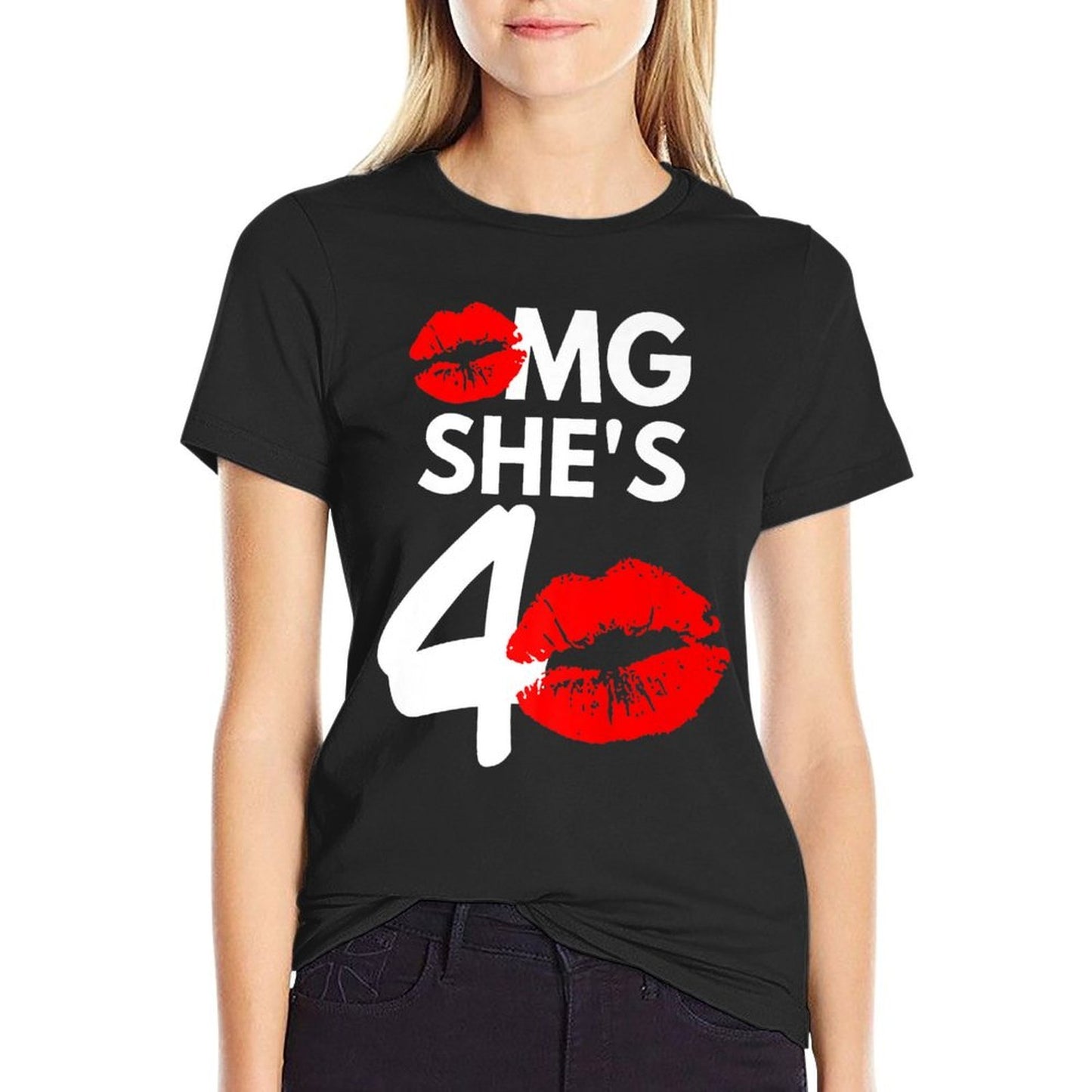 OMG SHE'S 40 Birthday, 40 Year Old, 40th Birthday Premium  Lightweight T-Shirt