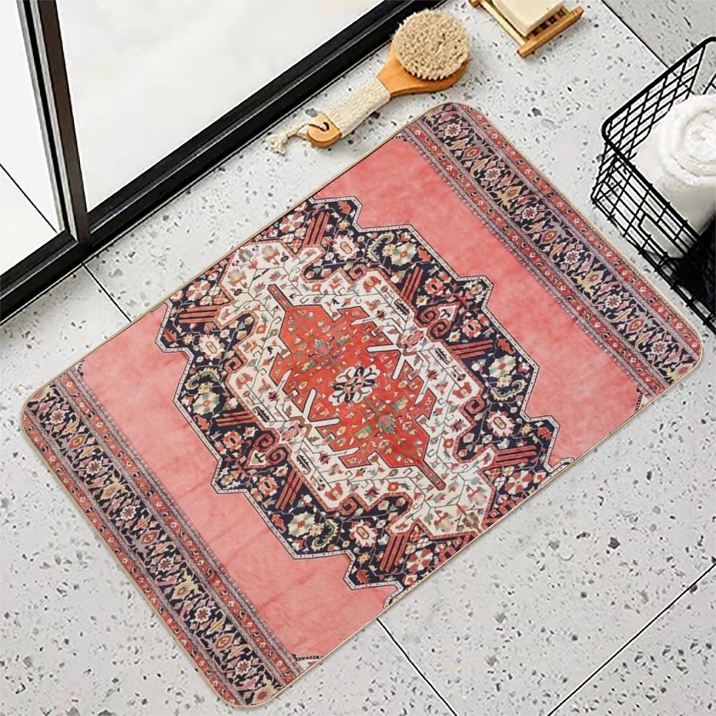 Silk Heriz Antique Persian Rug Print  Repositionable Bath Mat