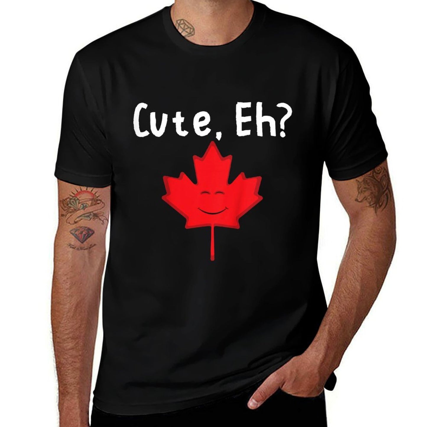 Kids Cute Eh Maple Leaf Cute Canada Canadian Kids Baby Boys Girls  Rolled Sleeves T-Shirt