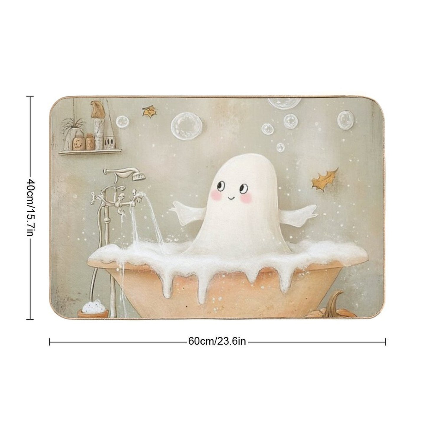 Cute Ghost Take A Bath  Toxin-Free Bath Mat