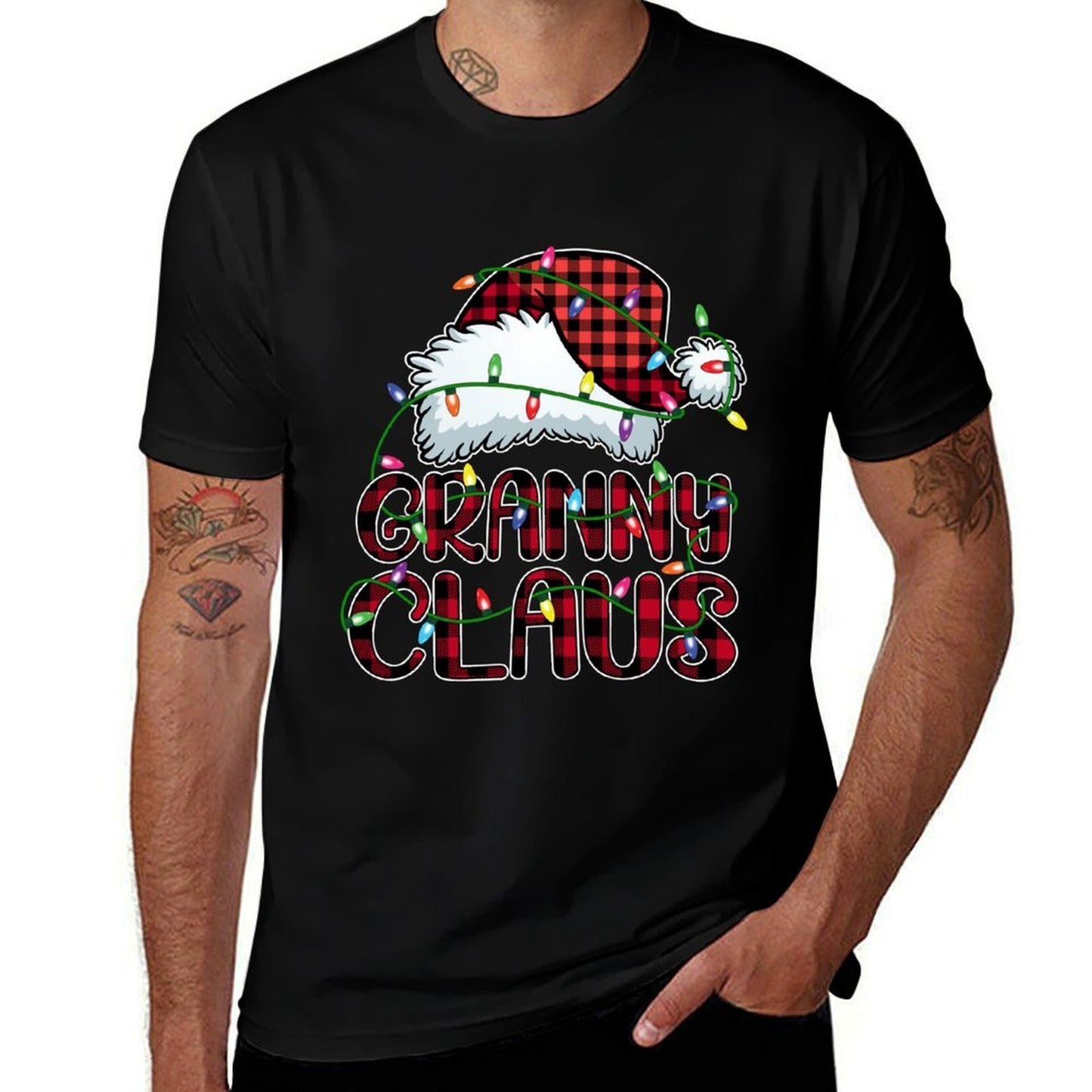 Granny Claus Christmas Lights Pajama Family Matching  Quick-drying T-Shirt