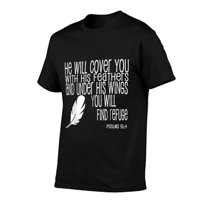 Under His Wings Find Refuge Psalms 914 Christian  Relaxed-fit T-Shirt