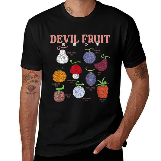 One Piece Anime Devil Fruit Varieties Illustration Trendy Pattern T-Shirt