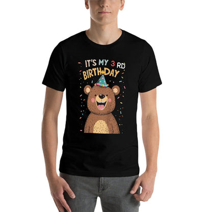 Kids It's My 3rd Birthday Three Years Old Cute Bear  High-quality Stitching T-Shirt