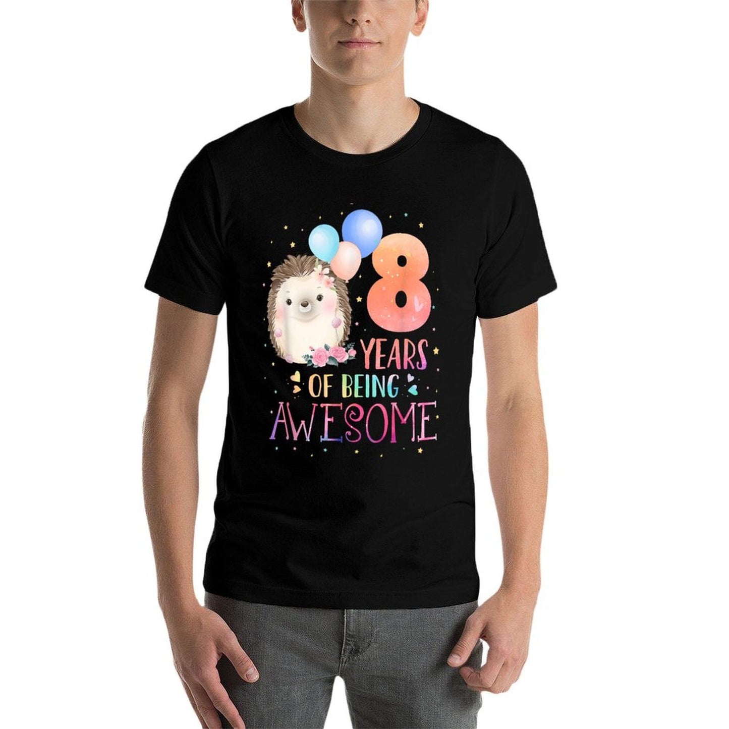 8 Years Of Being Awesome Cute Hedgehog 8th Birthday Girl  Classic T-Shirt