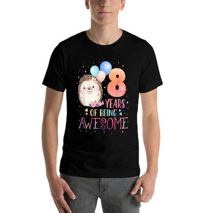 8 Years Of Being Awesome Cute Hedgehog 8th Birthday Girl  Classic T-Shirt