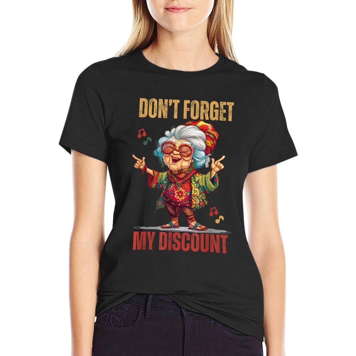Don't Forget My Discount Funny Old People Senior  Polyester Blend T-Shirt