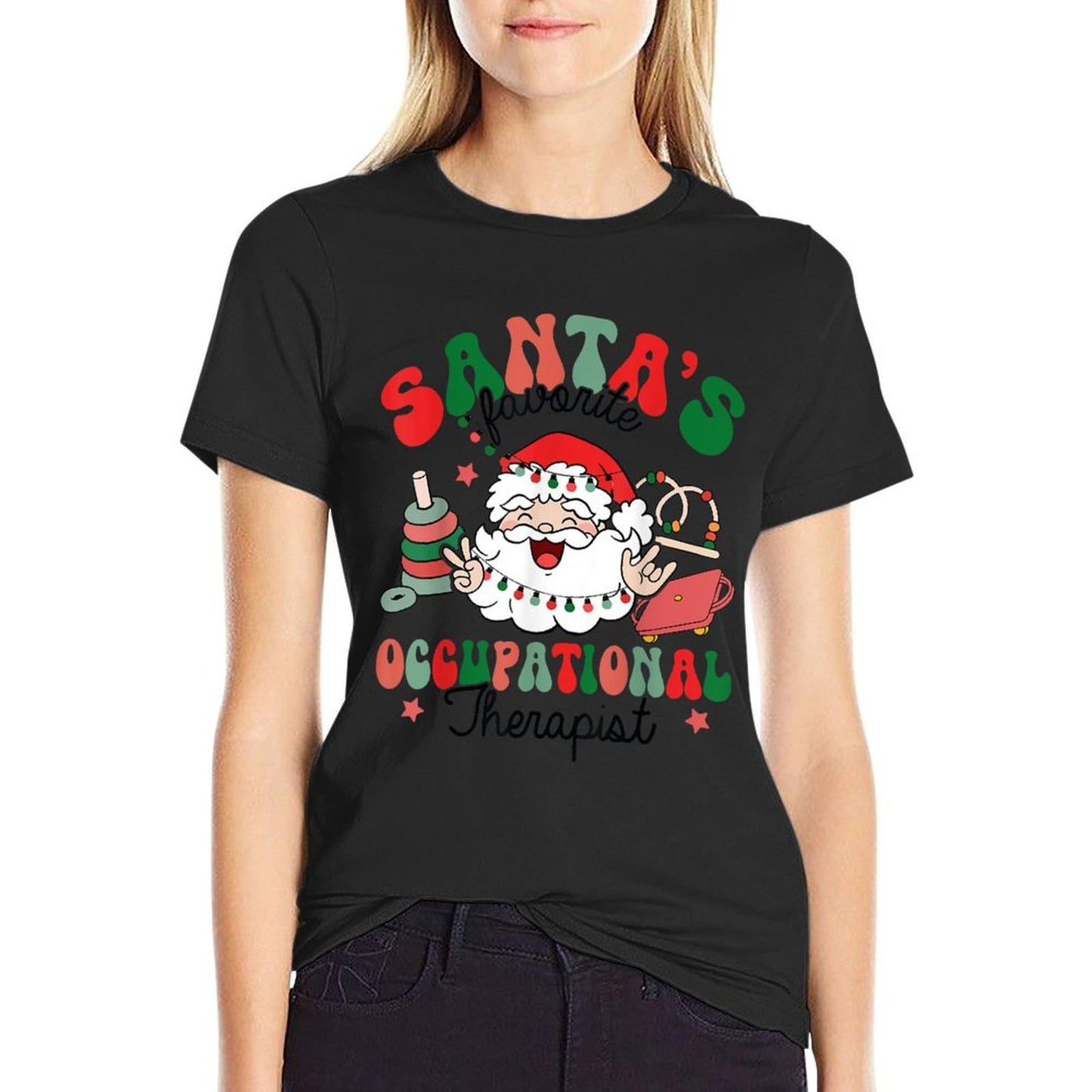 Santas Favorite Occupational Therapist Christmas Therapy Comfortable T-Shirt
