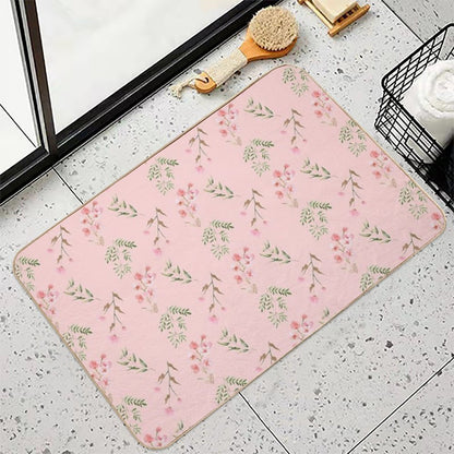 Pretty Pink Pattern Flowers  Pet-Safe Bath Mat